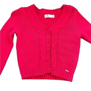 Hollister Red Cable-Knit Cropped Cardigan Size XS